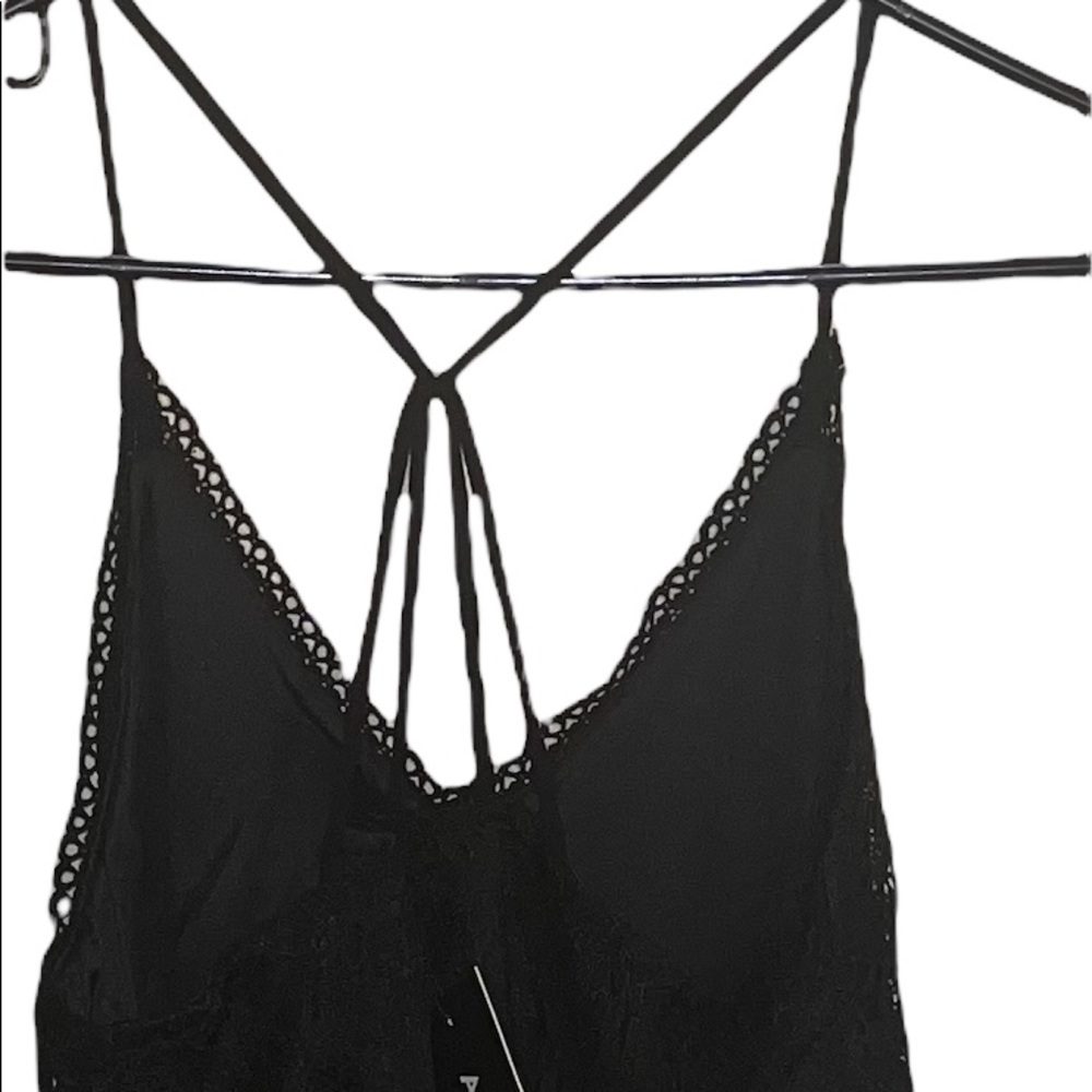 Annabelle Black Baby Doll Dress Sheer Bottom Criss Cross In Back Women’s Medium